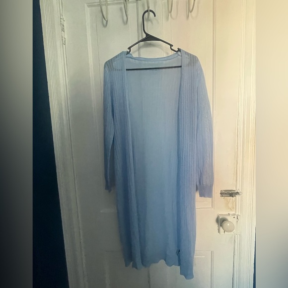 SHEIN Sweaters - SHEIN | Sheer Shimmery Light Blue Cardigan | Women’s Large